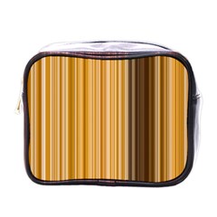 Brown Verticals Lines Stripes Colorful Mini Toiletries Bags by Mariart