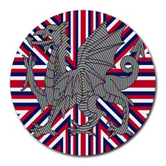 Alternatively Mega British America Dragon Illustration Round Mousepads by Mariart