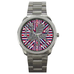 Alternatively Mega British America Dragon Illustration Sport Metal Watch