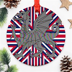 Alternatively Mega British America Dragon Illustration Round Ornament (two Sides) by Mariart