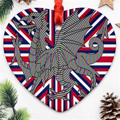 Alternatively Mega British America Dragon Illustration Heart Ornament (two Sides)