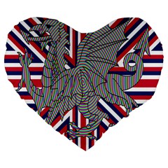 Alternatively Mega British America Dragon Illustration Large 19  Premium Heart Shape Cushions