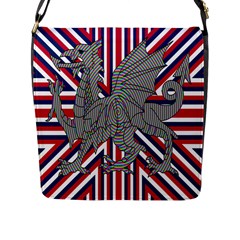 Alternatively Mega British America Dragon Illustration Flap Messenger Bag (l) 