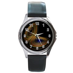 Wondrous Trajectorie Illustrated Line Light Black Round Metal Watch by Mariart