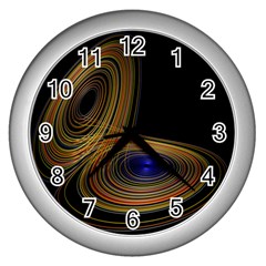 Wondrous Trajectorie Illustrated Line Light Black Wall Clocks (silver)  by Mariart