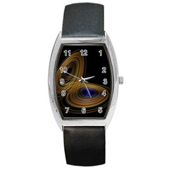 Wondrous Trajectorie Illustrated Line Light Black Barrel Style Metal Watch