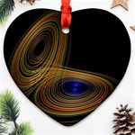 Wondrous Trajectorie Illustrated Line Light Black Heart Ornament (Two Sides) Front