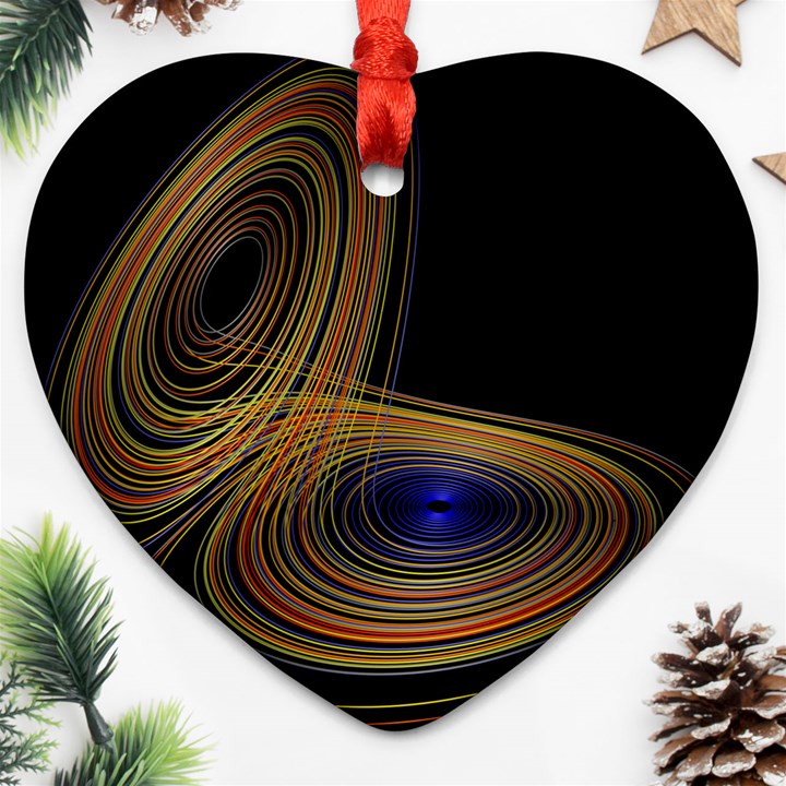 Wondrous Trajectorie Illustrated Line Light Black Heart Ornament (Two Sides)