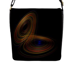 Wondrous Trajectorie Illustrated Line Light Black Flap Messenger Bag (l) 