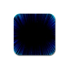 Colorful Light Ray Border Animation Loop Blue Motion Background Space Rubber Square Coaster (4 Pack)  by Mariart