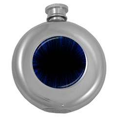 Colorful Light Ray Border Animation Loop Blue Motion Background Space Round Hip Flask (5 oz)