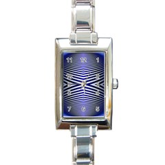 Blue Lines Iterative Art Wave Chevron Rectangle Italian Charm Watch by Mariart