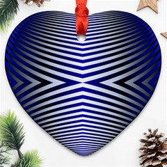 Blue Lines Iterative Art Wave Chevron Ornament (heart) by Mariart