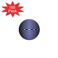 Blue Lines Iterative Art Wave Chevron 1  Mini Magnets (100 Pack) 