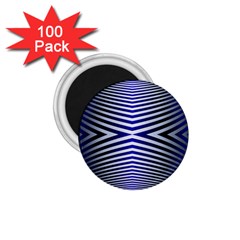 Blue Lines Iterative Art Wave Chevron 1 75  Magnets (100 Pack)  by Mariart