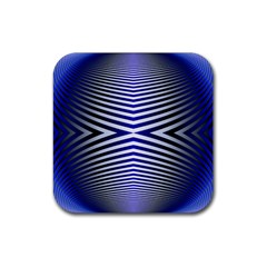 Blue Lines Iterative Art Wave Chevron Rubber Coaster (square) 