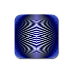 Blue Lines Iterative Art Wave Chevron Rubber Square Coaster (4 Pack) 