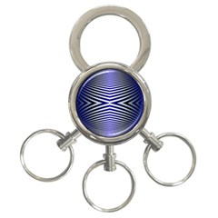 Blue Lines Iterative Art Wave Chevron 3-ring Key Chains by Mariart