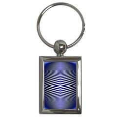 Blue Lines Iterative Art Wave Chevron Key Chains (rectangle)  by Mariart