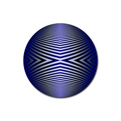 Blue Lines Iterative Art Wave Chevron Rubber Coaster (round) 