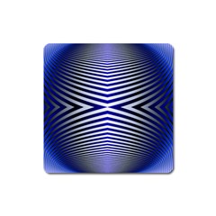 Blue Lines Iterative Art Wave Chevron Square Magnet by Mariart