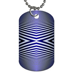 Blue Lines Iterative Art Wave Chevron Dog Tag (one Side) by Mariart