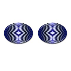 Blue Lines Iterative Art Wave Chevron Cufflinks (oval)