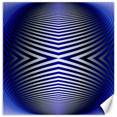 Blue Lines Iterative Art Wave Chevron Canvas 12  X 12  