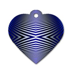 Blue Lines Iterative Art Wave Chevron Dog Tag Heart (two Sides)