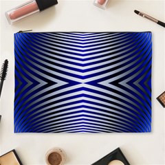 Blue Lines Iterative Art Wave Chevron Cosmetic Bag (xl) by Mariart