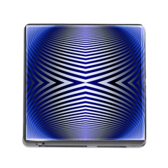 Blue Lines Iterative Art Wave Chevron Memory Card Reader (square) by Mariart