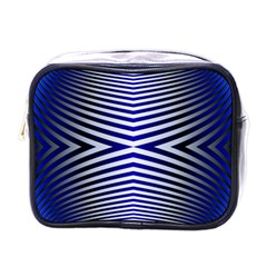 Blue Lines Iterative Art Wave Chevron Mini Toiletries Bags by Mariart