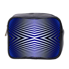 Blue Lines Iterative Art Wave Chevron Mini Toiletries Bag 2-side by Mariart