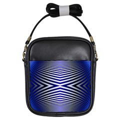 Blue Lines Iterative Art Wave Chevron Girls Sling Bags by Mariart