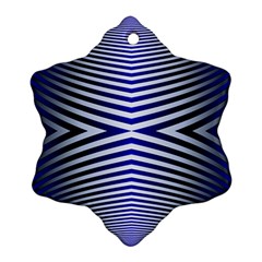 Blue Lines Iterative Art Wave Chevron Snowflake Ornament (two Sides) by Mariart