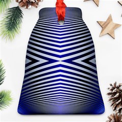 Blue Lines Iterative Art Wave Chevron Bell Ornament (two Sides)