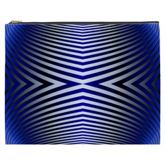 Blue Lines Iterative Art Wave Chevron Cosmetic Bag (xxxl)  by Mariart