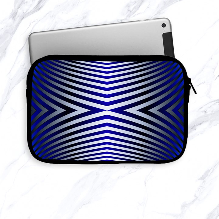 Blue Lines Iterative Art Wave Chevron Apple iPad Mini Zipper Cases