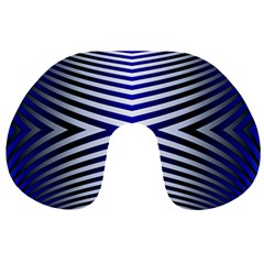 Blue Lines Iterative Art Wave Chevron Travel Neck Pillows by Mariart