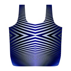 Blue Lines Iterative Art Wave Chevron Full Print Recycle Bags (l)  by Mariart