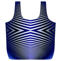 Blue Lines Iterative Art Wave Chevron Full Print Recycle Bags (l) 