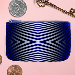 Blue Lines Iterative Art Wave Chevron Large Coin Purse