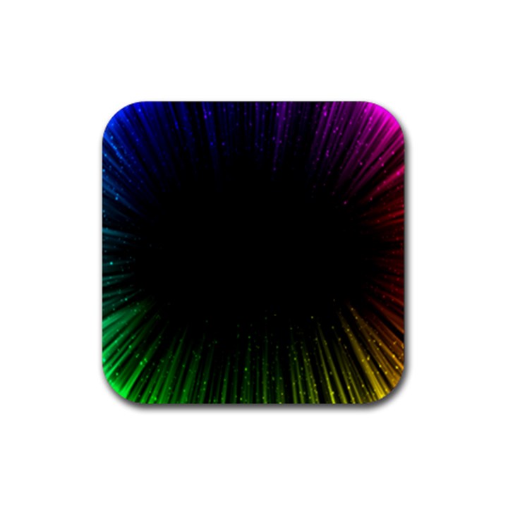 Colorful Light Ray Border Animation Loop Rainbow Motion Background Space Rubber Coaster (Square) 