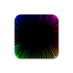 Colorful Light Ray Border Animation Loop Rainbow Motion Background Space Rubber Square Coaster (4 Pack) 