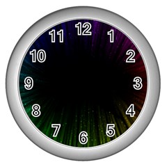 Colorful Light Ray Border Animation Loop Rainbow Motion Background Space Wall Clocks (silver)  by Mariart