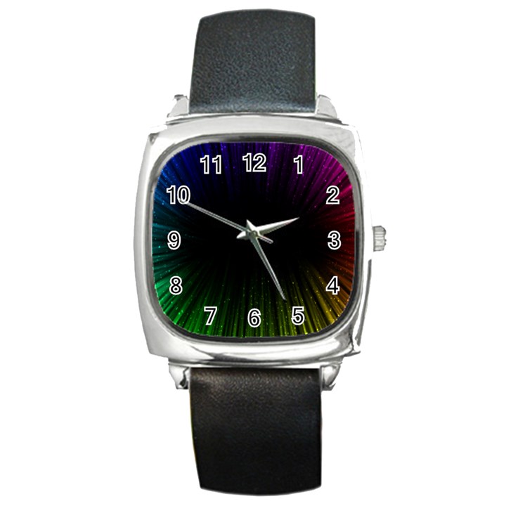 Colorful Light Ray Border Animation Loop Rainbow Motion Background Space Square Metal Watch