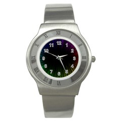 Colorful Light Ray Border Animation Loop Rainbow Motion Background Space Stainless Steel Watch by Mariart