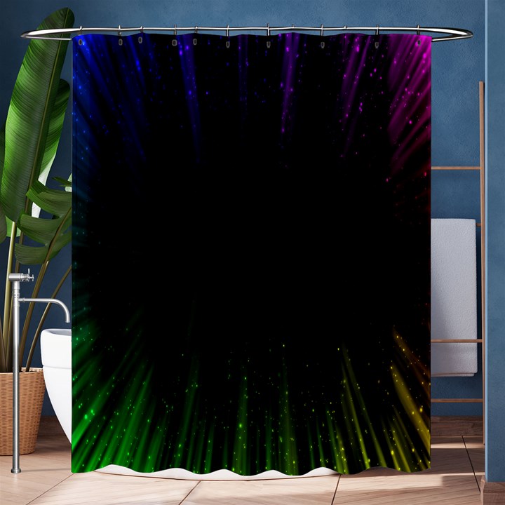 Colorful Light Ray Border Animation Loop Rainbow Motion Background Space Shower Curtain 60  x 72  (Medium) 