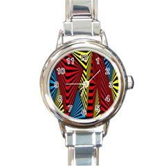 Door Pattern Line Abstract Illustration Waves Wave Chevron Red Blue Yellow Black Round Italian Charm Watch by Mariart