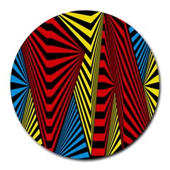 Door Pattern Line Abstract Illustration Waves Wave Chevron Red Blue Yellow Black Round Mousepads by Mariart